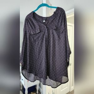 Black and white semi sheer polka dot georgette blouse